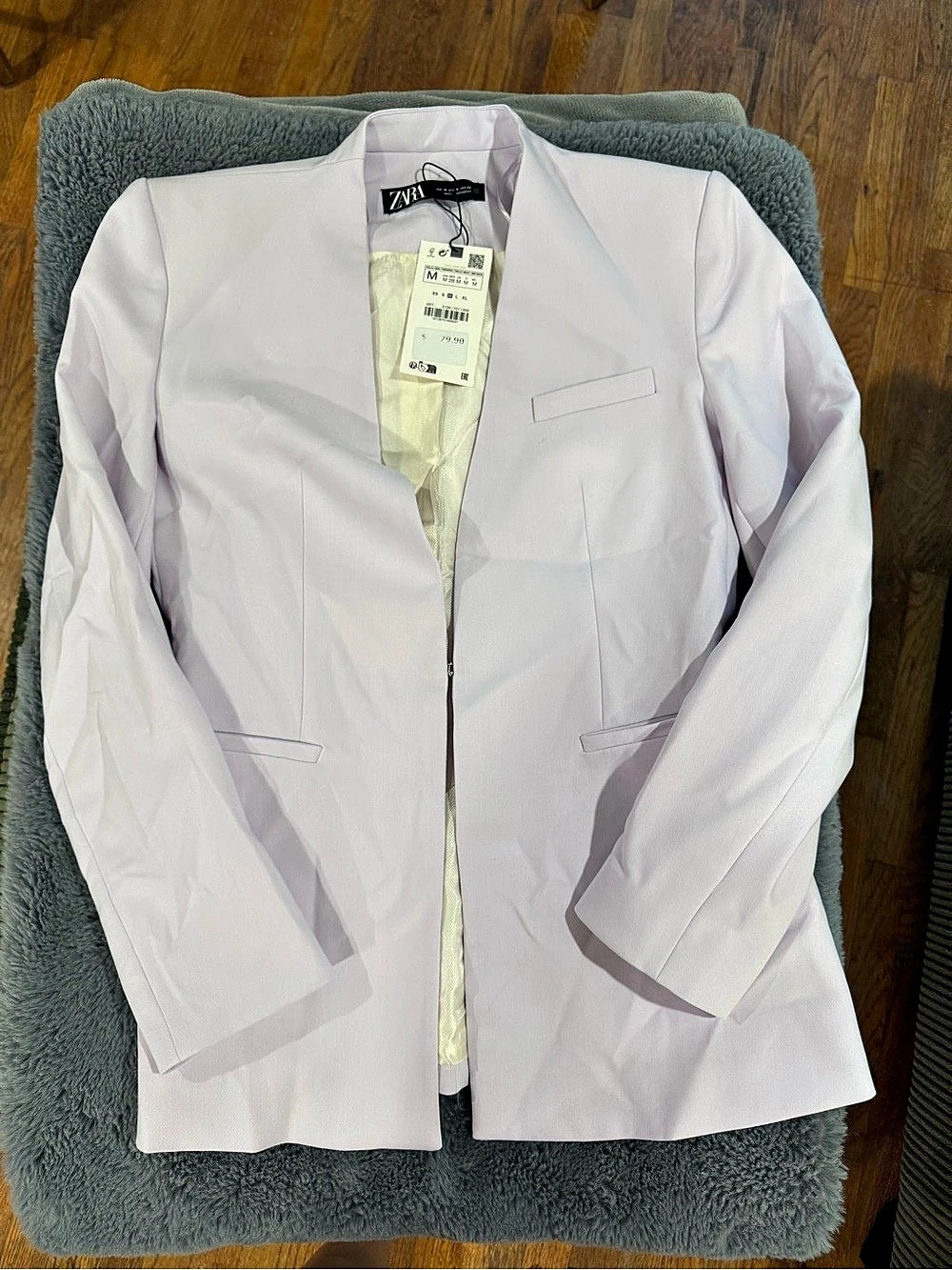 Zara Lapelless Fitted Blazer in Lavender Size Medium NWT